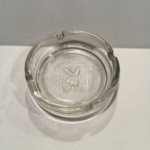 Clear Glass Ashtray with Bunny Logo